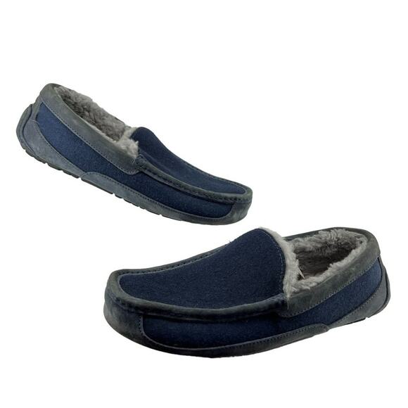 UGG Ascot Wool Men’s Slippers Navy Size 12 - Picture 1 of 10